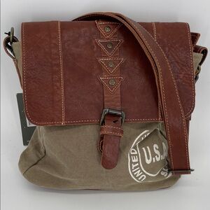 Myra Bag Retro Inspired Canvas/Leather Crossbody Bag NWT